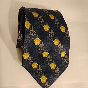 Gianni Versace Mens Vintage Iconic Medusa Blue Silk